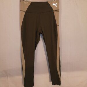 Puma Ladies Size Medium Dark Green, Pink, & Sage Green Full Length Leggings
